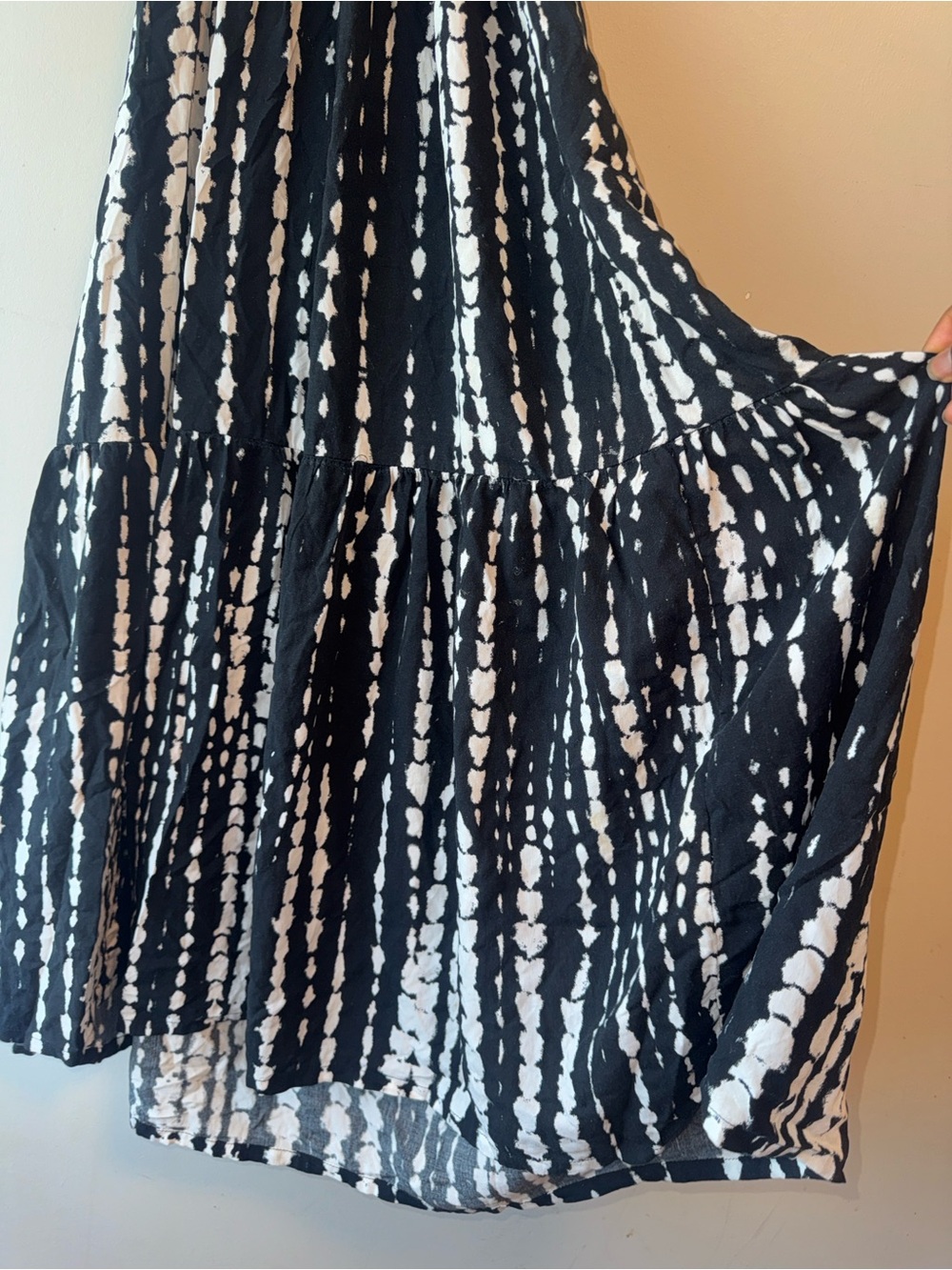 Black and White Tie-Dye Halter Maxi Dress